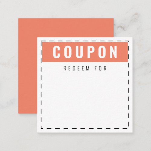 Cute  Fun Everyday Coupons  Blank Salmon Note Card