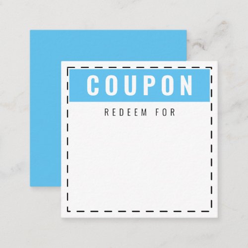 Cute  Fun Everyday Coupons  Blank Sky Blue Note Card