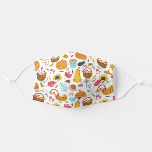 Cute Fun Fall Doodle Pattern Adult Cloth Face Mask