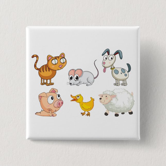 Cute Fun Farm Animals Button (Front)