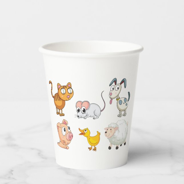 Cute Fun Farm Animals Paper Cups (Front)