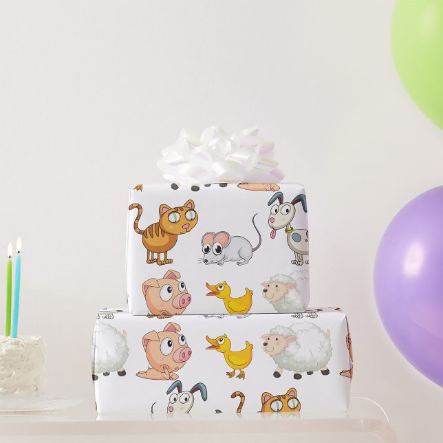 Cute Fun Farm Animals Wrapping Paper (Creator Uploaded)