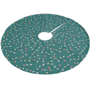 Cute Fun Festive Christmas Lights Pattern Fleece Tree Skirt