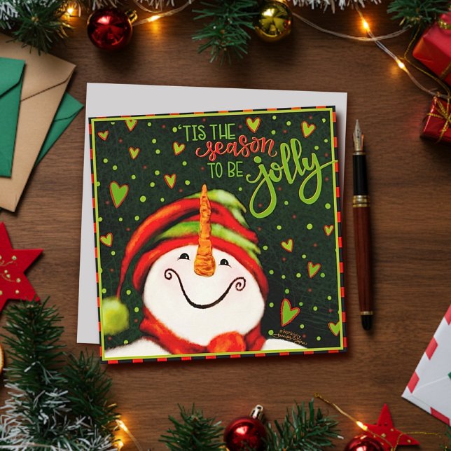 Cute Fun Festive Snowman Christmas Holiday Card (Creator Uploaded)