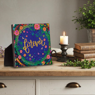 Cute Fun Floral Forever Inspirivity Easel Plaque