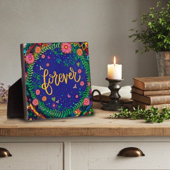Cute Fun Floral Forever Inspirivity Easel Plaque (Creator Uploaded)