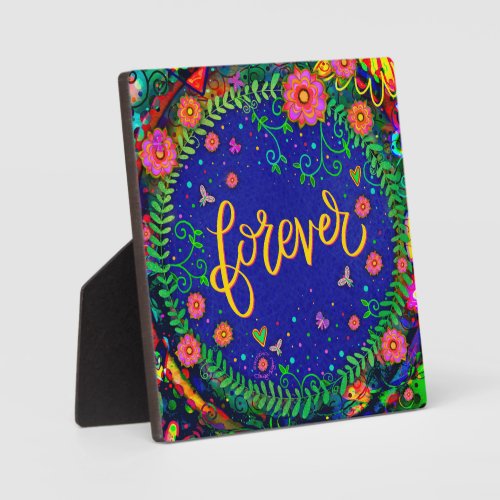 Cute Fun Floral Forever Inspirivity Easel Plaque