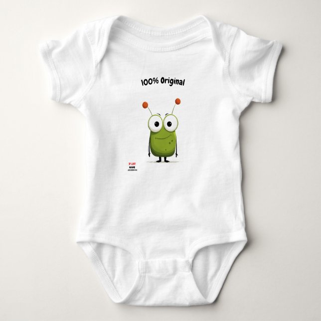 Cute & Fun for Nature & Joy Lovers - Green alien Baby Bodysuit (Front)
