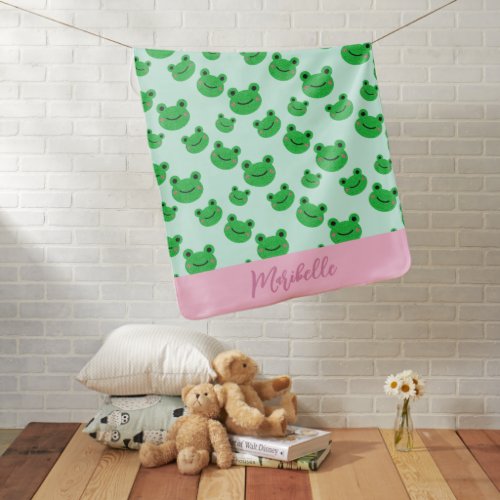 Cute Fun Frog Pattern Baby Blanket