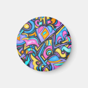 Cute Fun Funky Colorful Bold Whimsical Shapes Magnet