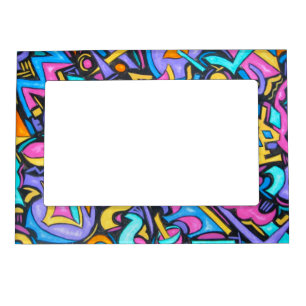 Cute Fun Funky Colorful Bold Whimsical Shapes Magnetic Photo Frame