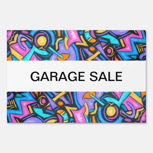 Cute Fun Funky Colorful Bold Whimsical Shapes Sign (Front)