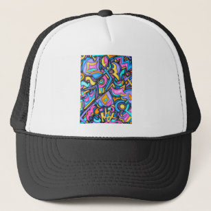 Cute Fun Funky Colorful Bold Whimsical Shapes Trucker Hat