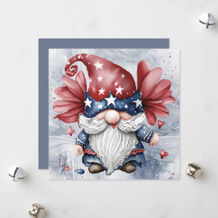 Cute Fun Funky Gnome Gonk With Stars Hat Holiday Card