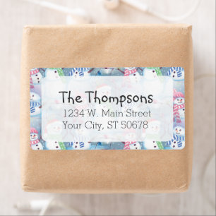 Cute Fun Funny Christmas Holiday Snowmen Pattern Label