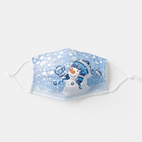 Cute Fun Funny Holiday Snowman Snow Flakes Pattern Adult Cloth Face Mask