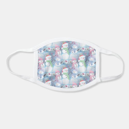 Cute Fun Funny Holiday Snowmen Snow Flakes Pattern Face Mask