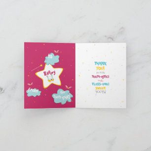 Cute Fun Funny Tooth Fairy Personalized Thank You  Card