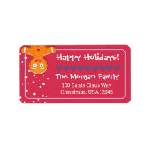Cute & Fun Gingerbread Man Red Holiday Address