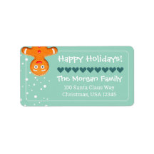 Cute & Fun Gingerbread Man Teal Holiday Address