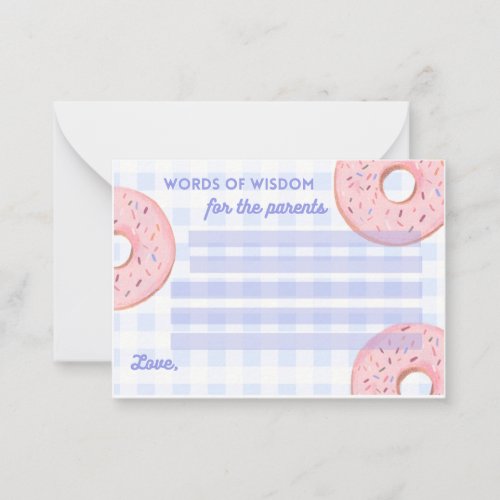 Cute Fun Gingham Donut Co Ed Baby Sprinkle  Advice Card