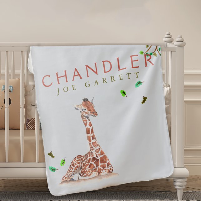 Cute Fun Giraffe green tree Boy Baby Baby Blanket (Creator Uploaded)