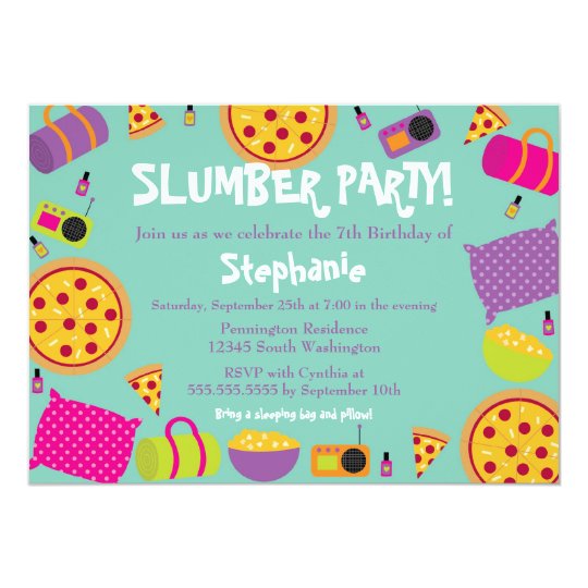 cute fun girl 39 s birthday slumber party invitation zazzle com pajama party invitation template