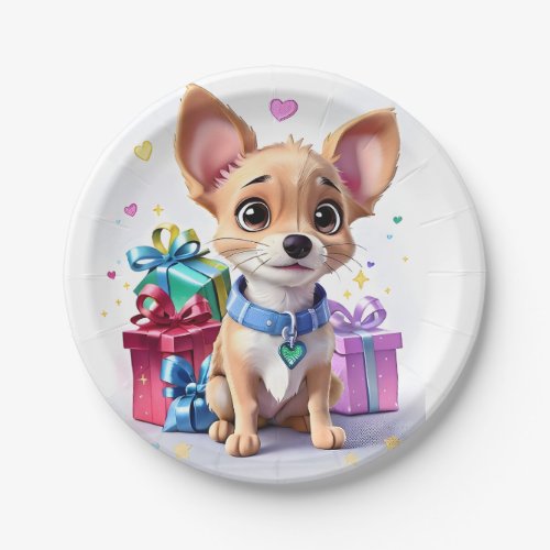 Cute Fun Girly Chihuahua and Gifts Birthday Party Paper Plates