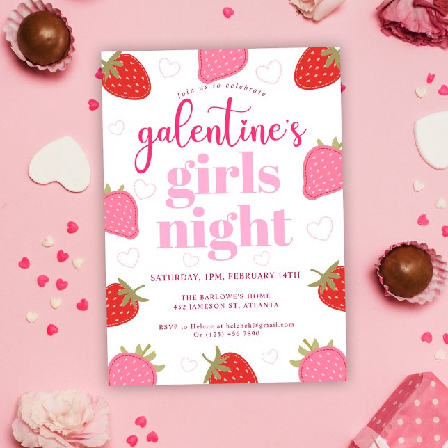 Cute Fun Girly Galentine's Day Party Invitation (Cute Fun Girly Galentine's Day Party Invitation)