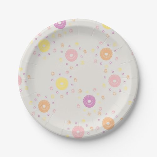 Cute Fun Girly Girlie Donuts Pattern Paper Plates