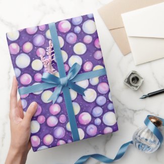 Cute Fun Girly Purple Pink Bubble Snow Watercolor