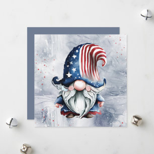 Cute Fun Gnome Gonk With Stars & Stripe Hat  Holiday Card