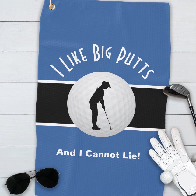 Cute Fun GoIfer Humor I Like Big Putts Classic Golf Towel (I Like Big Putts And I Cannot Lie!  Cute golf towel for her.  All colors are customizable!)