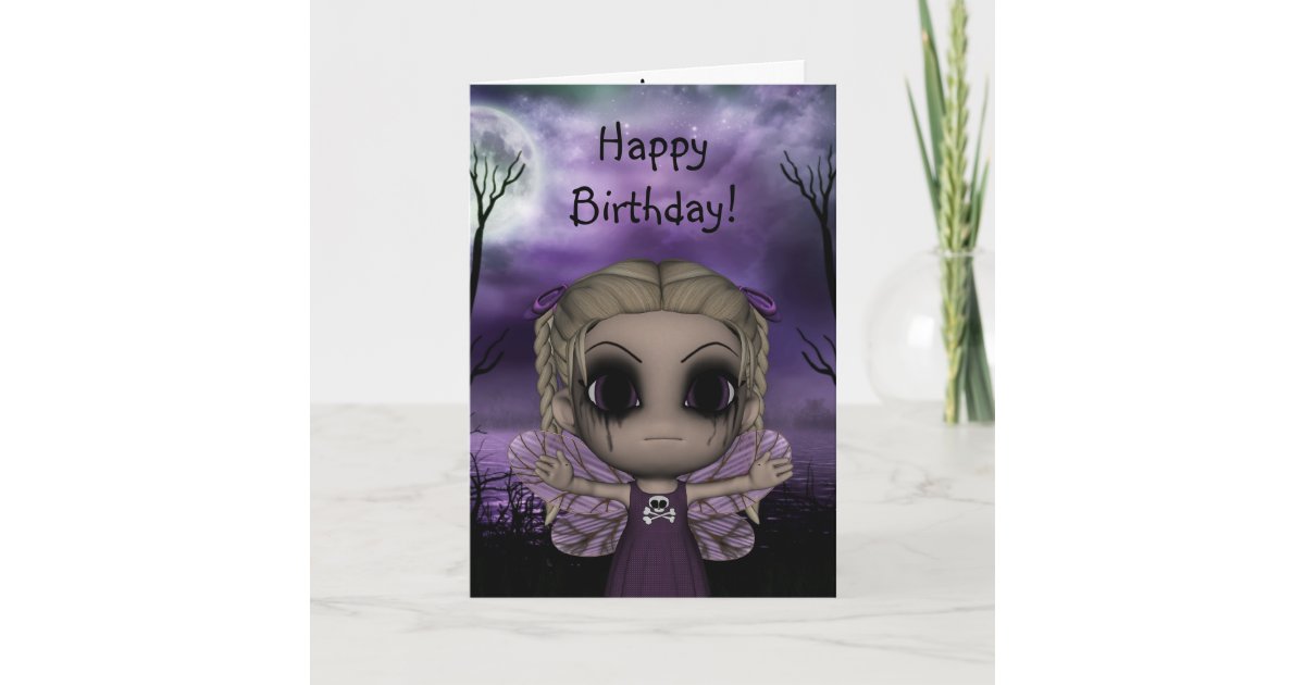 Cute Fun Gothic Fairy Happy Birthday 1 Card | Zazzle.com