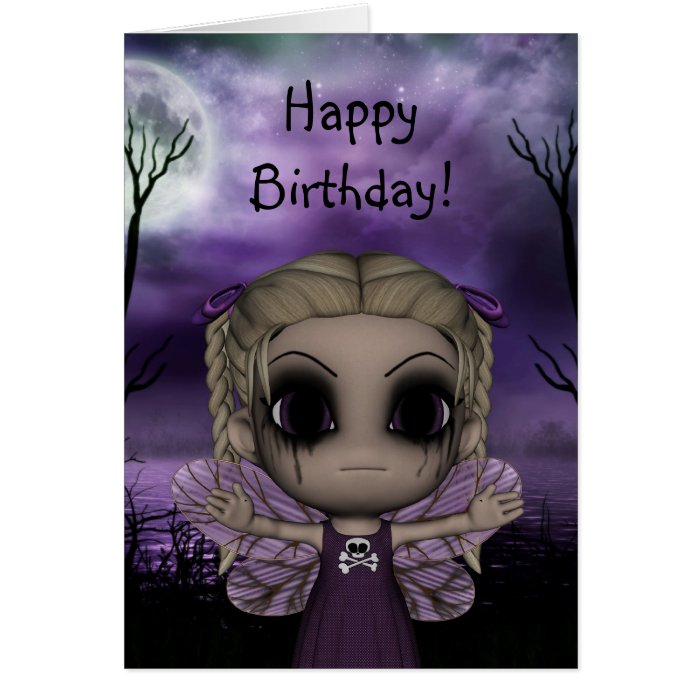 Cute Fun Gothic Fairy Happy Birthday 1 Greeting Cards