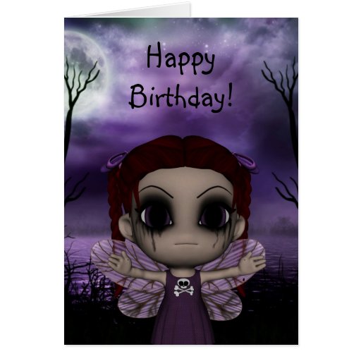 Cute Fun Gothic Fairy Happy Birthday Card. cute fun gothic fairy birthday c...