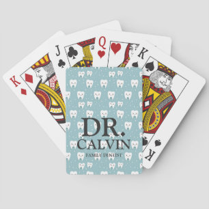 Cute Fun Green Tooth Dentist Pattern Poker Cards