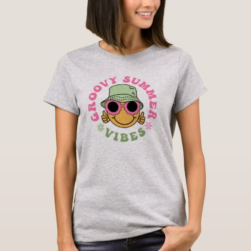 Cute Fun Groovy Summer Vibes  T_Shirt