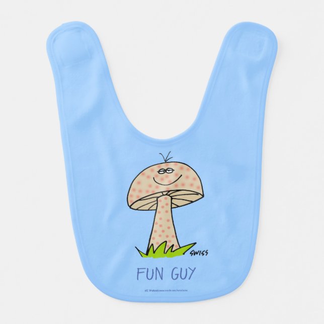 Cute Fun Guy Mushroom Cartoon Baby Boy  Baby Bib (Front)