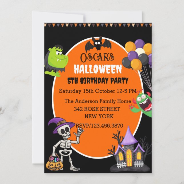 Cute Fun Halloween Birthday Invitation (Front)