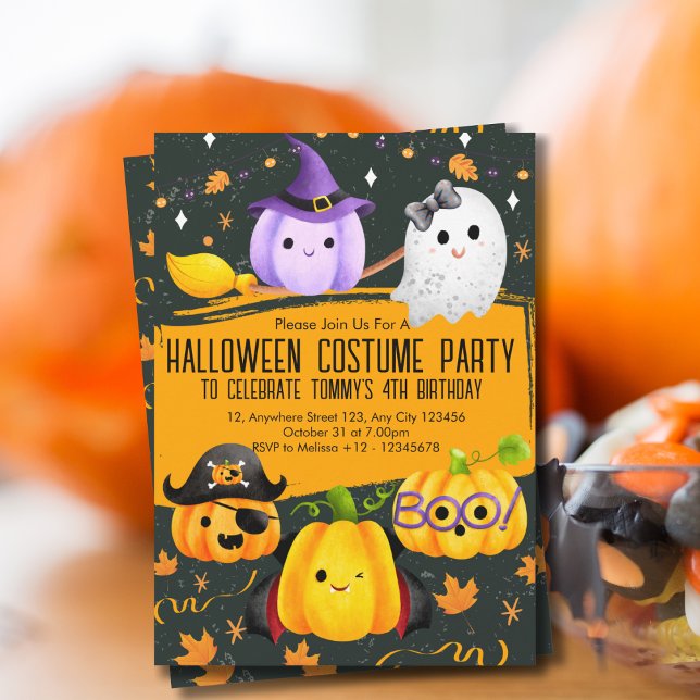 Cute Fun Halloween Costume Kids Birthday  Invitation (Creator Uploaded)