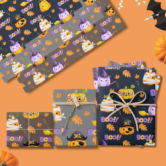 Cute Fun Halloween Costume Pumpkin  Wrapping Paper Sheets (Creator Uploaded)