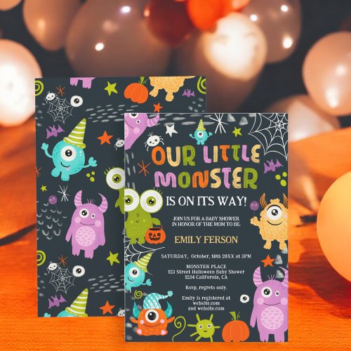 Cute fun Halloween little monster baby shower Invitation