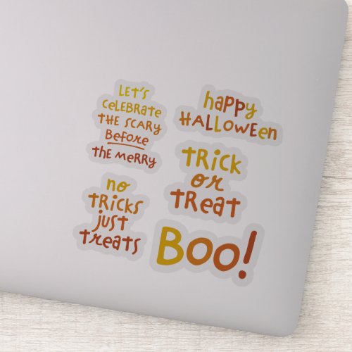 Cute fun Halloween phrases orange Sticker