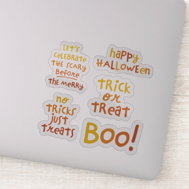Cute fun Halloween phrases orange Sticker (Detail)