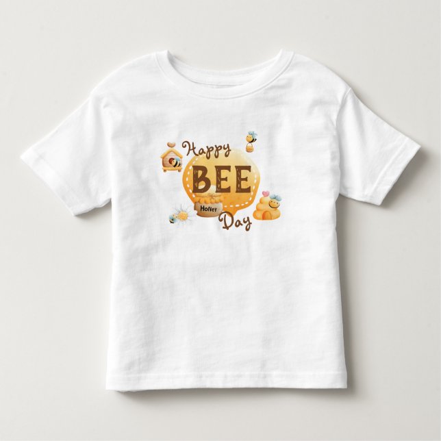 Cute Fun Happy Bee-Day Birthday Toddler T-shirt (Front)