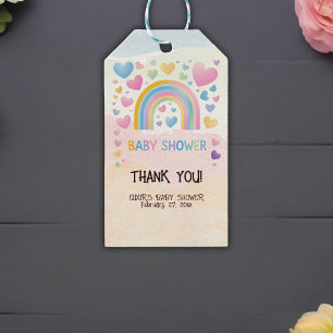 Cute Fun Hearts and Rainbow Baby Shower Gift Tags