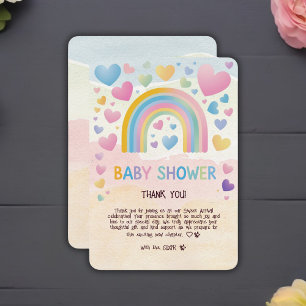 Cute Fun Hearts and Rainbow Baby Shower Thank You Card