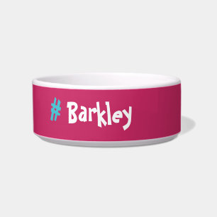 Cute Fun Hot Pink with blue #Customizable Name  Bowl