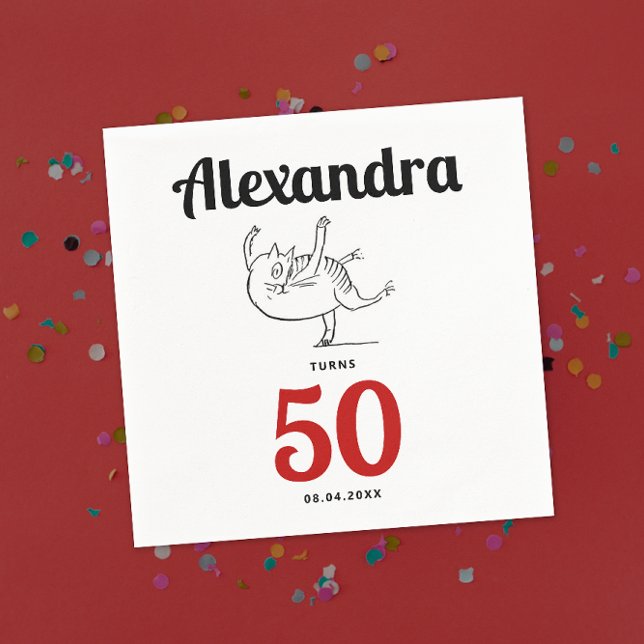 Cute Fun Humor Cat Dancing Black And White Sketch Napkins (Creator Uploaded)